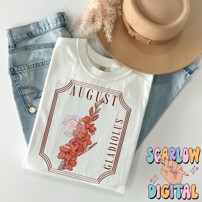 August Birth Flower PNG Digital Design