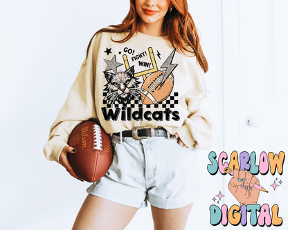 Wildcats PNG Digital Design Download, football png, retro Wildcats png, Wildcats mascot png, school mascot png, football season png designs