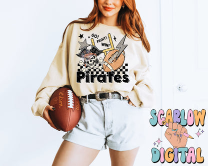 Pirates PNG Digital Design Download, football png, retro Pirates png, Pirates mascot png, school mascot png, football season png designs