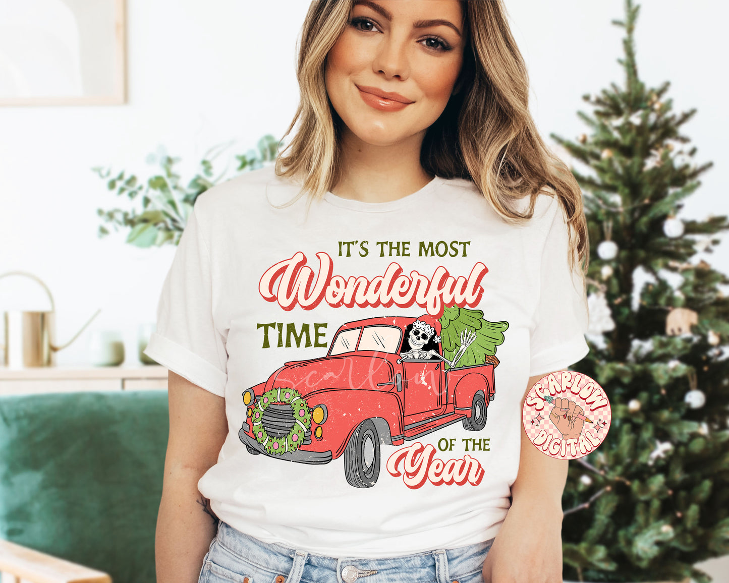 It's the Most Wonderful Time of the Year PNG-Christmas Sublimation Digital Design Download-skeleton christmas png, red truck png, funny png