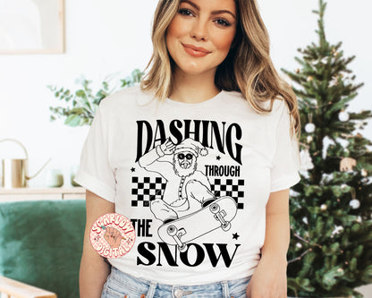 Dashing Through the Snow SVG-Christmas Cut File Digital Design Download-rocker santa svg, skater santa svg, boy christmas svg, boy designs