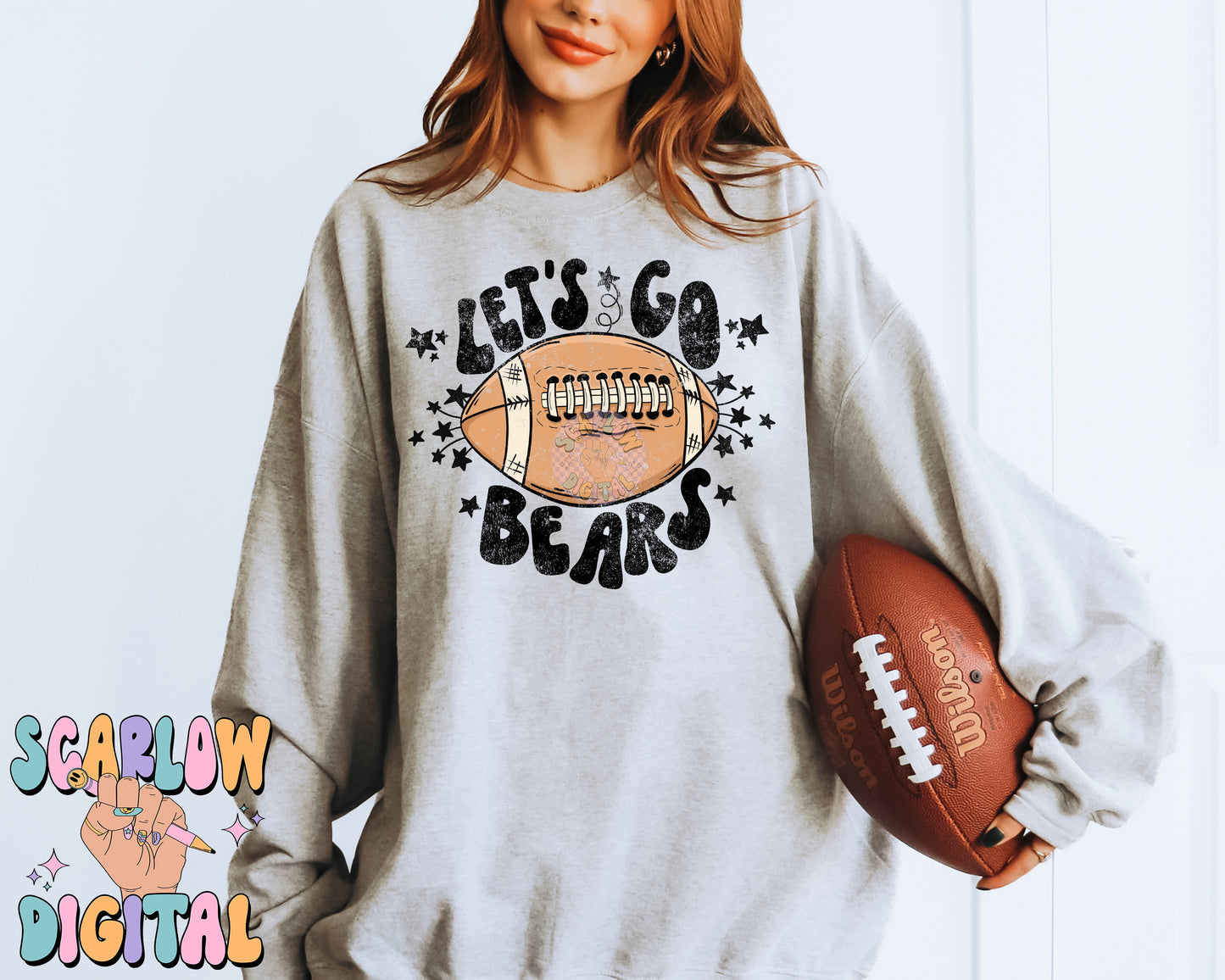 Let's Go Bears PNG Digital Design Download, pom pom png, football png, sports png, single color png, school spirit png, team spirit png