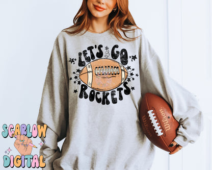 Let's Go Rockets PNG Digital Design Download, pom pom png, football png, sports png, single color png, school spirit png, team spirit png