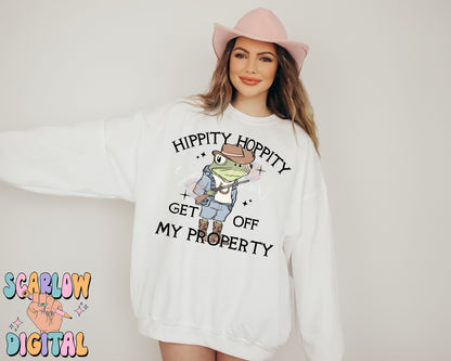 Hippity Hoppity Get Off My Property PNG Digital Design Download, cowboy png, western png, frog png, funny png, adult png, trendy png design