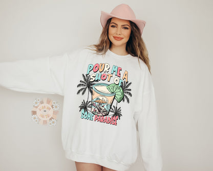 Pour Me a Shot of Paradise PNG-Summer Sublimation Digital Design Download-spooky summer png, palm trees png, skeleton png, beachy png design