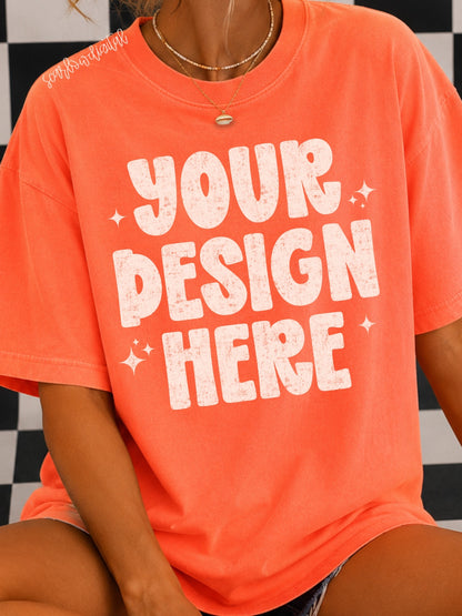 Melon Comfort Colors Unisex Garment-Dyed Heavyweight T-Shirt 1717 Mockup