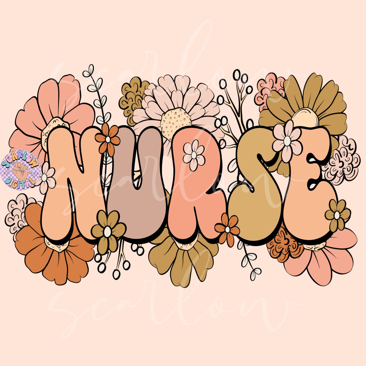Floral Nurse PNG Sublimation Digital Design Download, flowers png, healthcare png, registered nurse png, png for nurses, trendy nurse png
