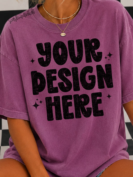 Berry Comfort Colors Unisex Garment-Dyed Heavyweight T-Shirt 1717 Mockup