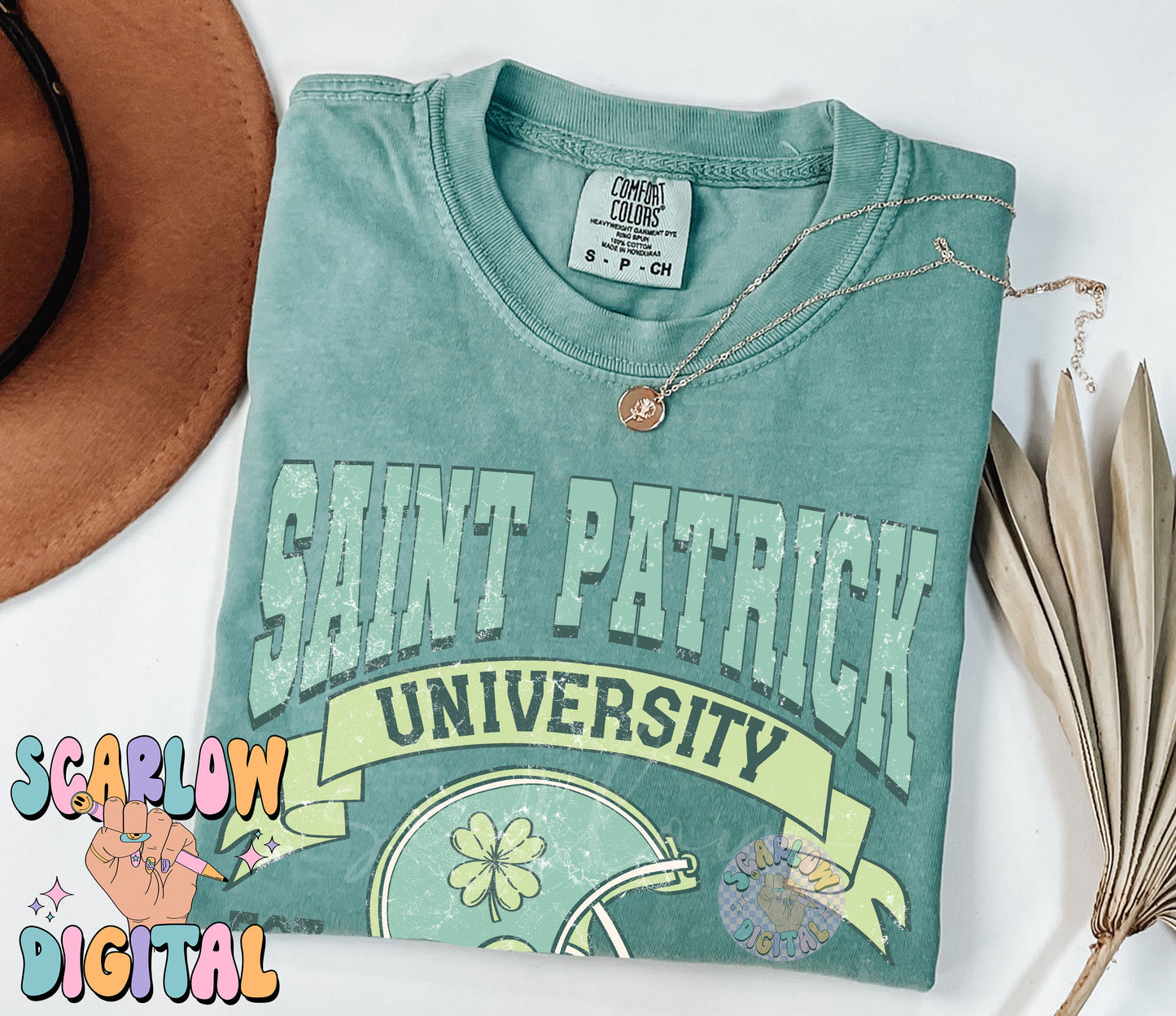 Saint Patrick University PNG-St Patrick's Day Sublimation Digital Design Download-football png, shamrock png, lucky png, irish png design