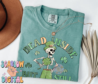 Dead Inside But Still Lucky PNG-St Patrick's Day Sublimation Digital Design Download-shamrock png, skeleton png, adult humor png designs