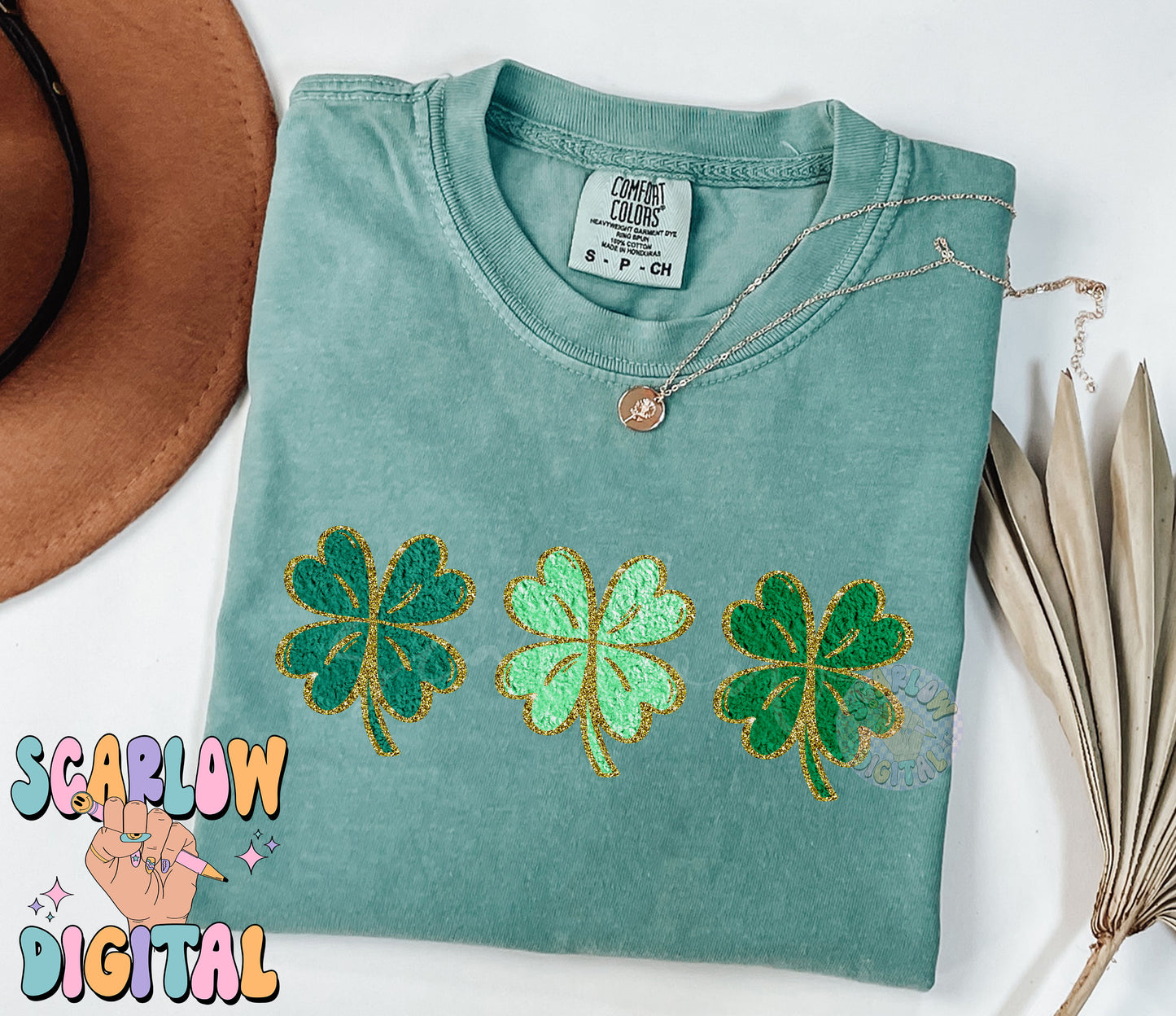 Faux Chenille Shamrocks PNG-St Patrick's Day Sublimation Digital Design Download-lucky png, chenille patches png, irish png, simple png file