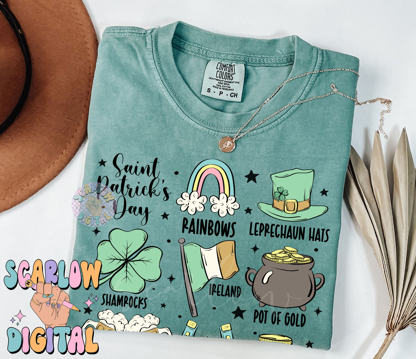 Saint Patrick's Day Doodles PNG Digital Design Download-rainbow png, leprechaun png, shamrocks png, ireland png, pot of gold png, beer png