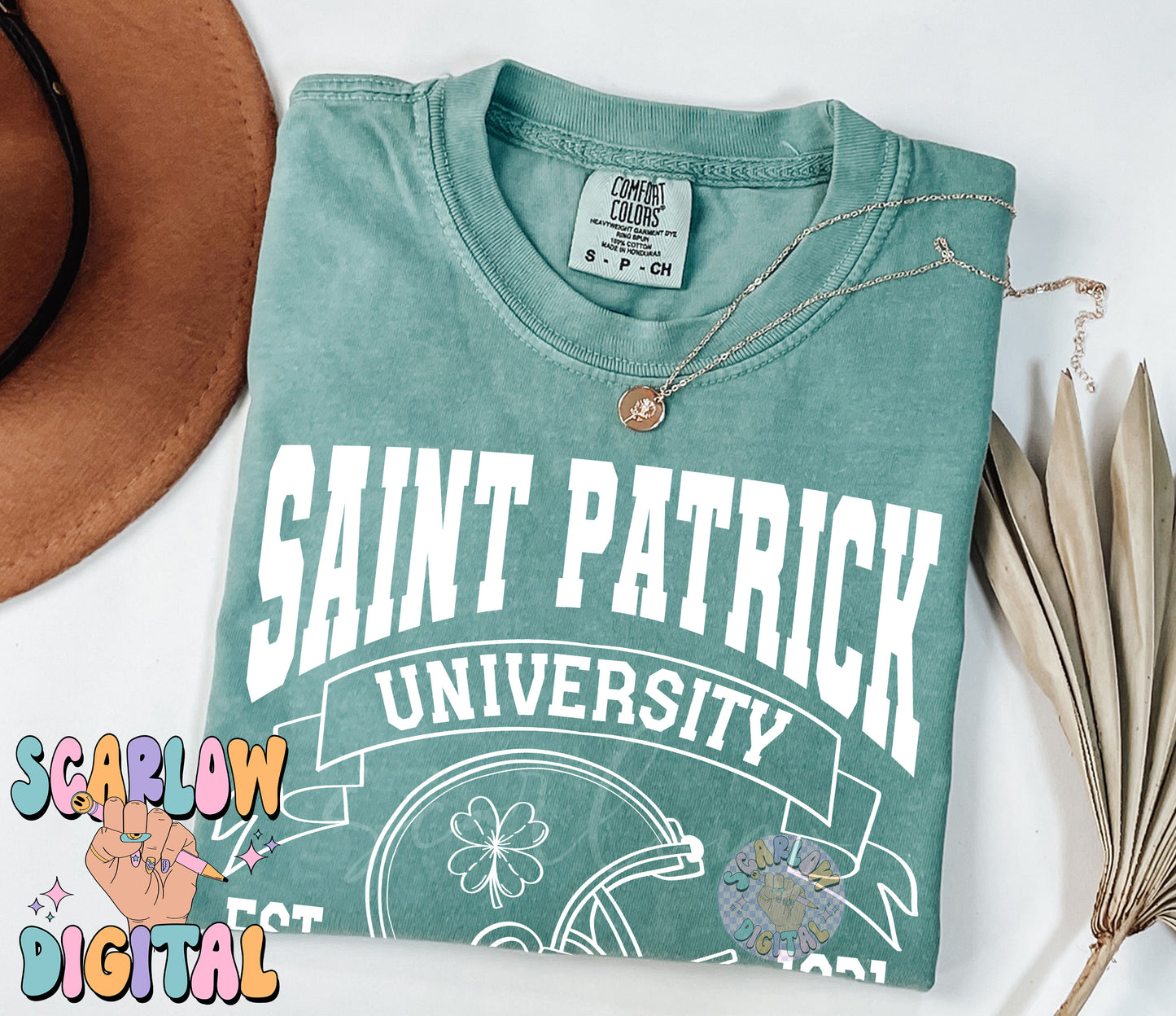 Saint Patrick University SVG-St Patrick's Day Cut File Digital Design Download-football svg, shamrock svg, lucky svg, irish svg design