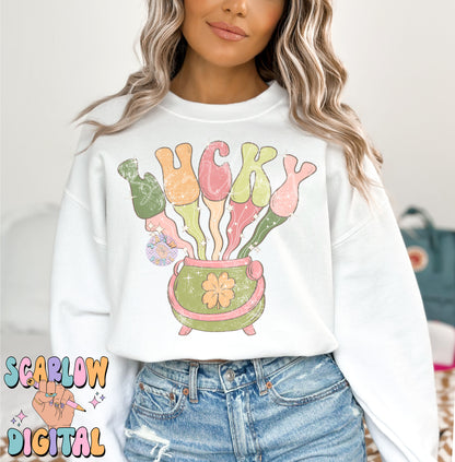 Lucky PNG-Saint Patrick's Day Sublimation Digital Design Download-clover png, shamrock png, simple st patty day png, girly saint patty png