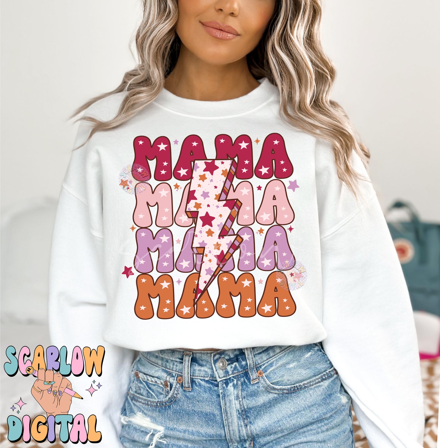 Mama PNG-Retro Sublimation Digital Design Download-stars png, retro mama png, mama mini png, mommy and me png, png for mom, mom of girls png