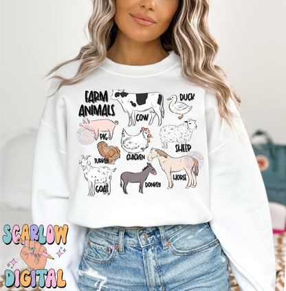 Farm Animals PNG Sublimation Digital Design Download, animal tshirt png designs, farm life png, little boy png, png for boys, cows png