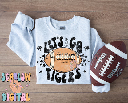 Let's Go Tigers PNG Digital Design Download, pom pom png, football png, sports png, single color png, school spirit png, team spirit png