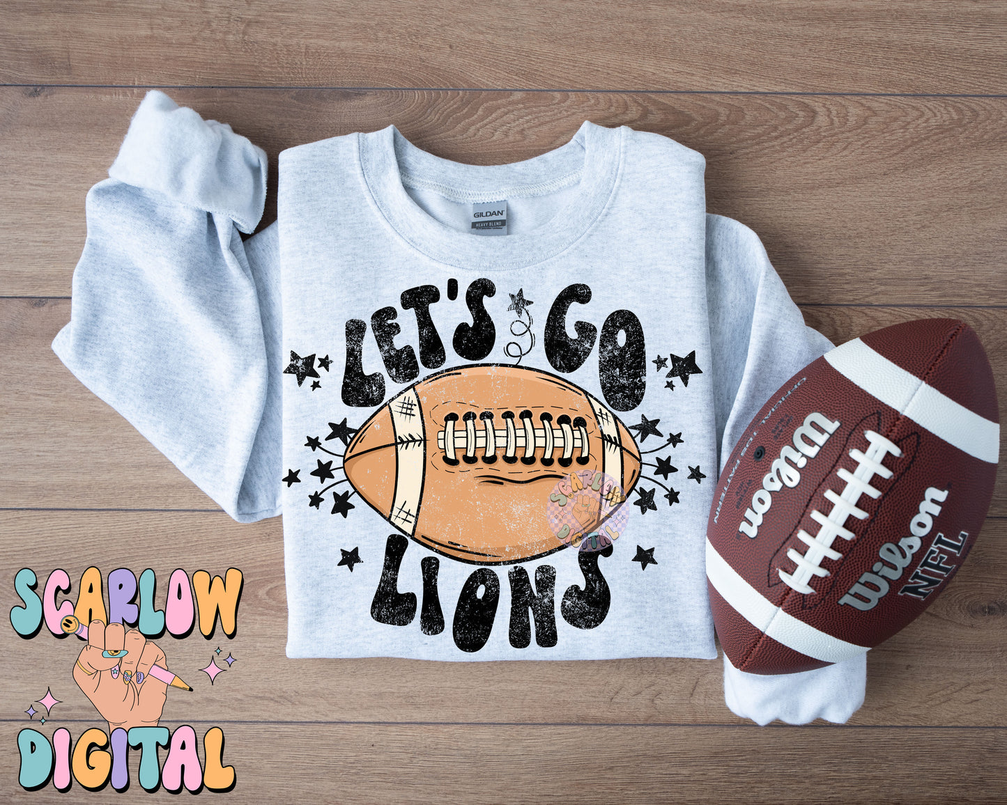 Let's Go Lions PNG Digital Design Download, pom pom png, football png, sports png, single color png, school spirit png, team spirit png