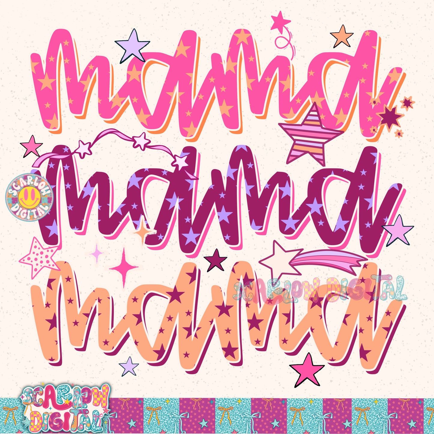 Pink Purple Mama PNG Digital Design