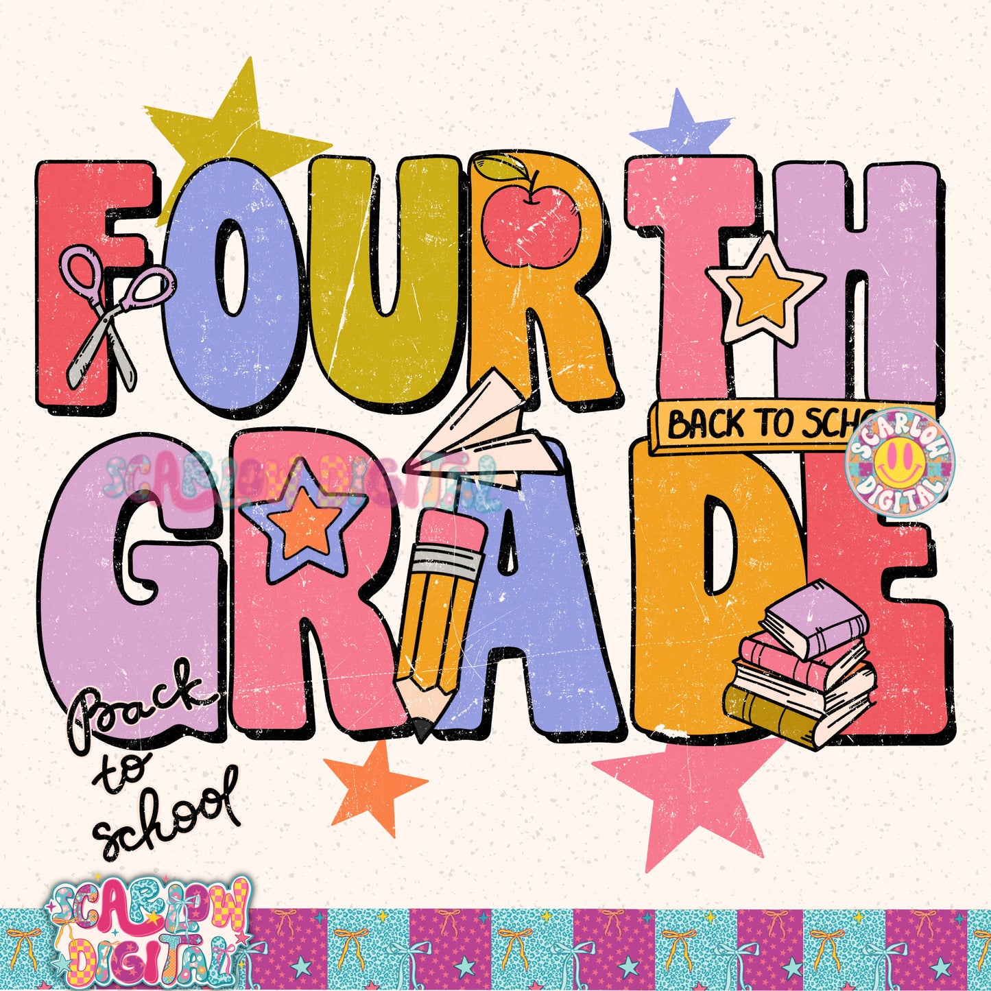 Fourth Grade Back to School PNG Digital Design