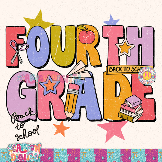 Fourth Grade Back to School PNG Digital Design