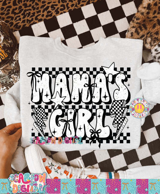Mama's Girl Black and White Rocker Bow PNG Digital Design