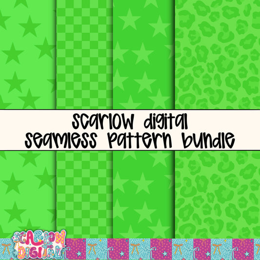 Green Seamless Pattern Bundle Digital Design