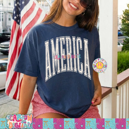 America Oversized Varsity Letters PNG Digital Design