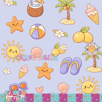 Summer Seamless Pattern Digital Design