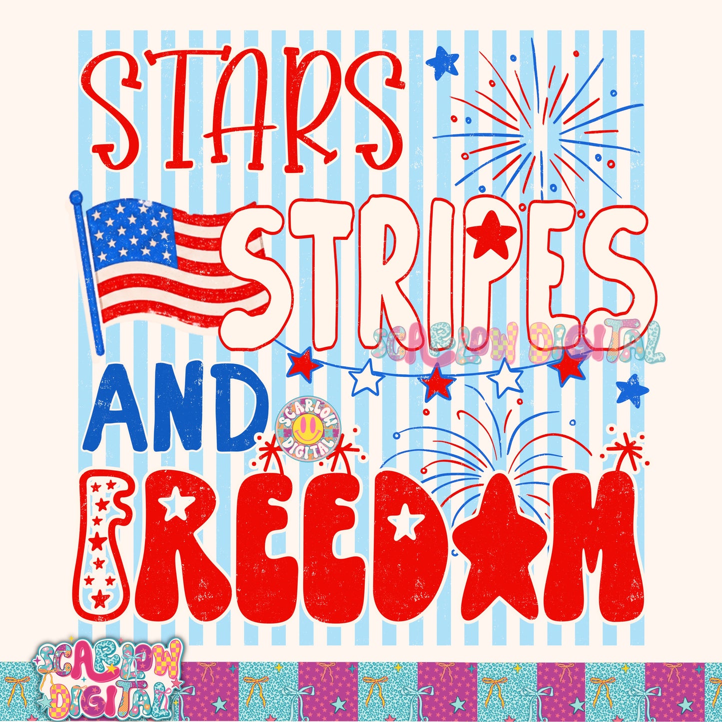 Stars Stripes and Freedom PNG Digital Design