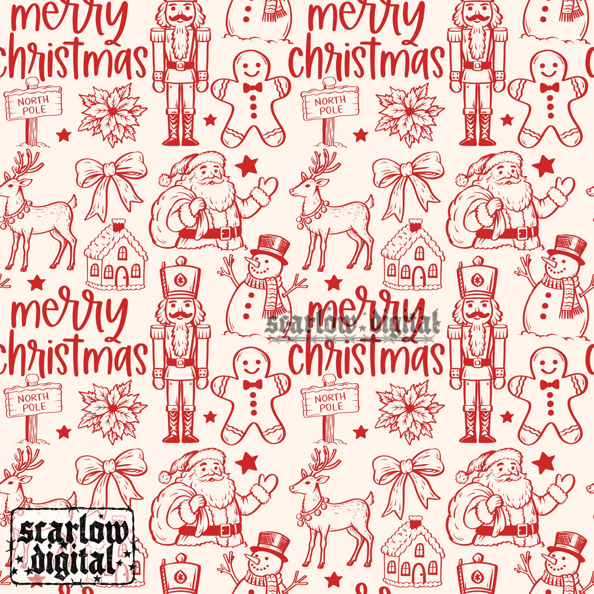 Merry Christmas Seamless Pattern Digital Design