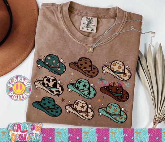 Blue Cowgirl Hats PNG Digital Design