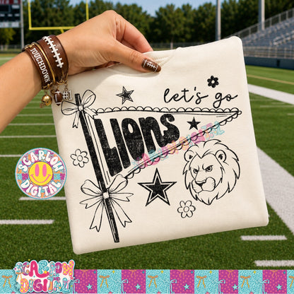 Let's Go Lions PNG Digital Design