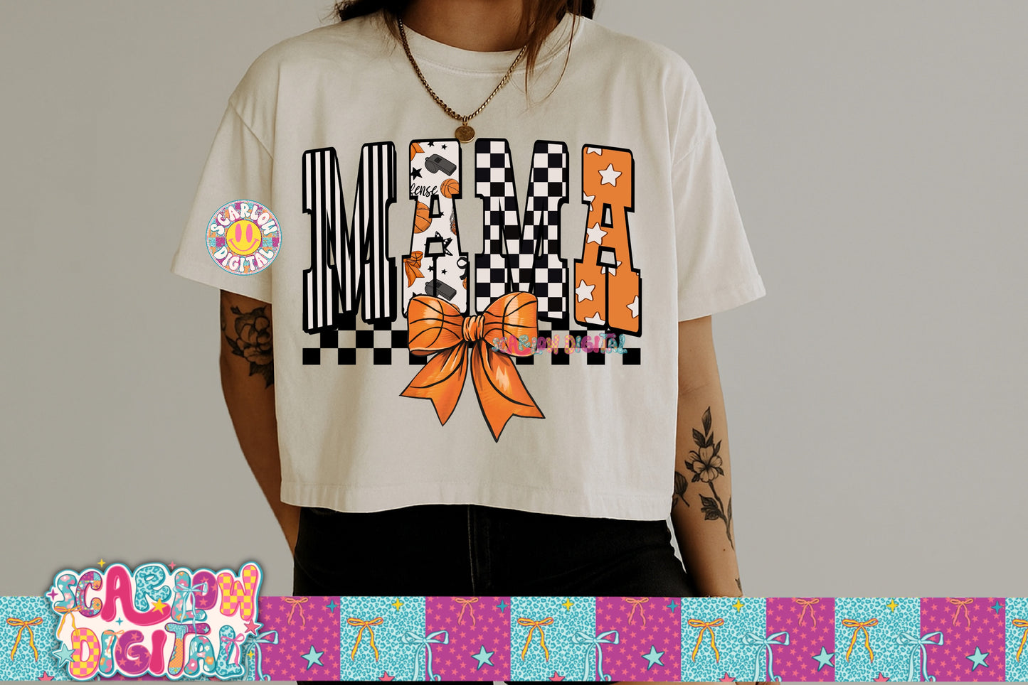 Basketball Mama with Bow PNG Digital Design