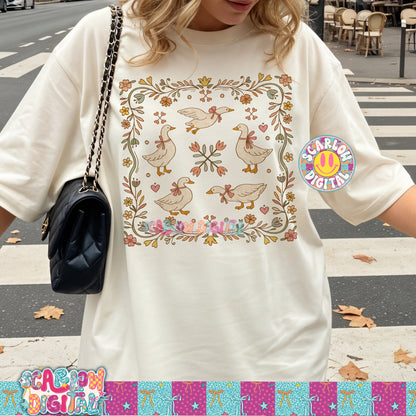 Vintage Thrift-Style Geese PNG Digital Design