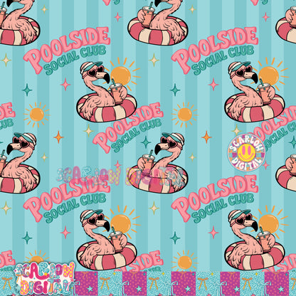 Poolside Social Club Back to School Seamless Pattern Digital Design