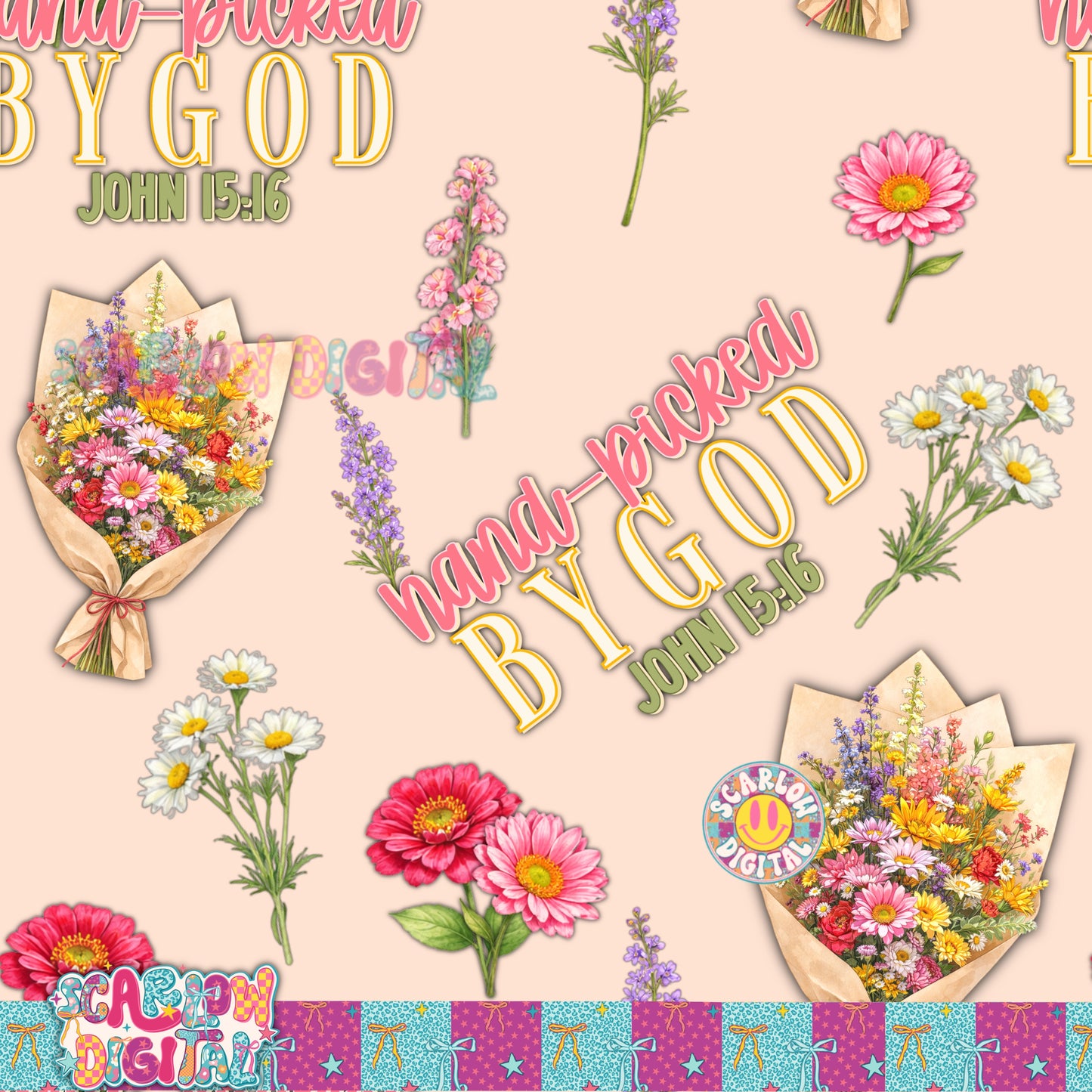 Hand Picked By God Seamless Pattern Digital Design