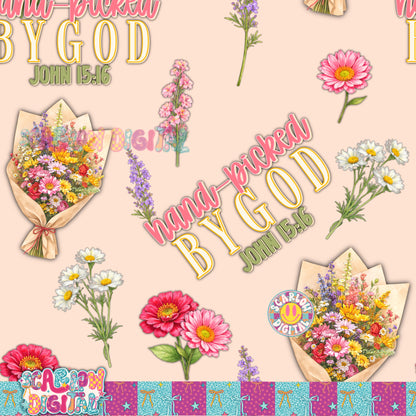 Hand Picked By God Seamless Pattern Digital Design