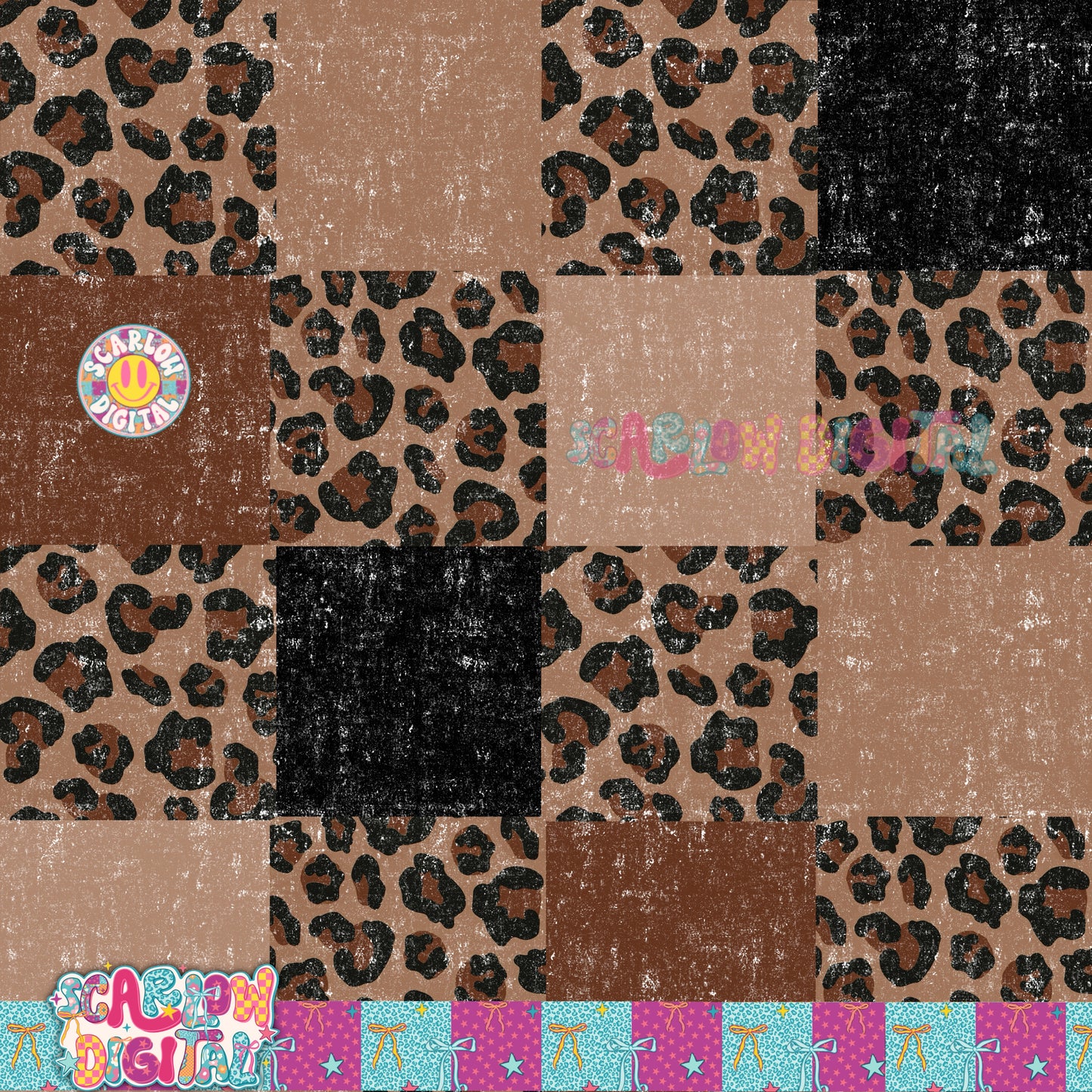 Leopard Checkers Seamless Pattern Digital Design