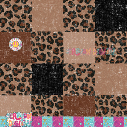 Leopard Checkers Seamless Pattern Digital Design