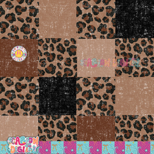 Leopard Checkers Seamless Pattern Digital Design