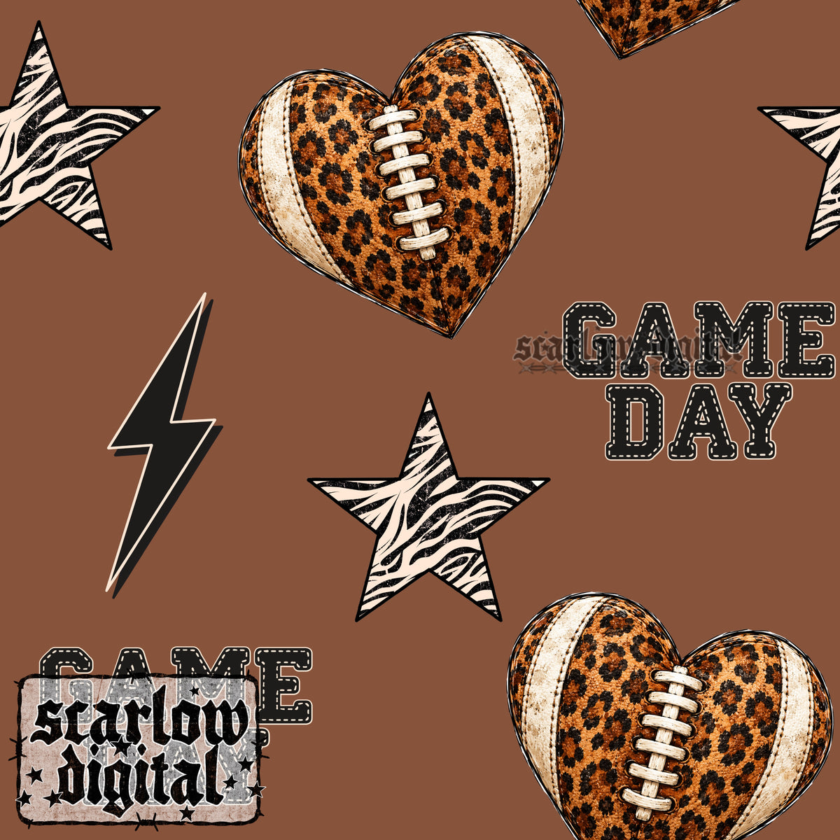 Football Hearts Seamless Pattern Digital Design