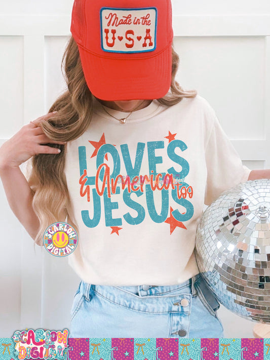 Loves Jesus & America Too PNG Digital Design