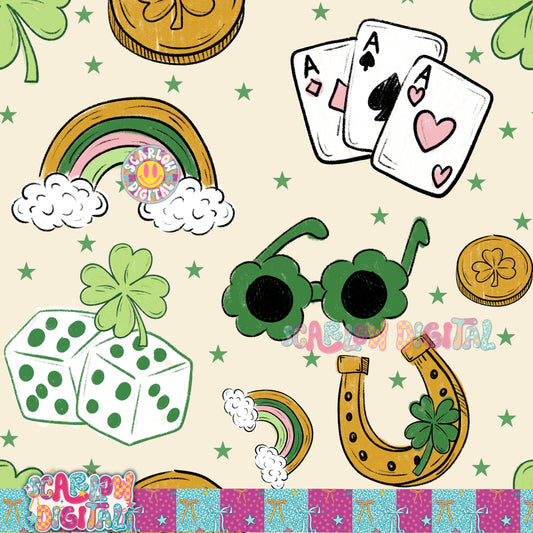Lucky Doodles Saint Patrick's Day Seamless Pattern Digital Design