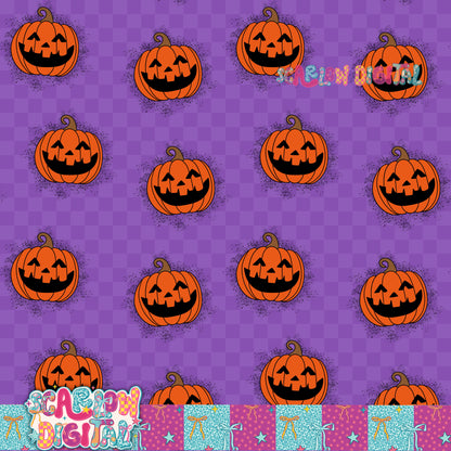 Pumpkins and Checkers Seamless Pattern Digital Design