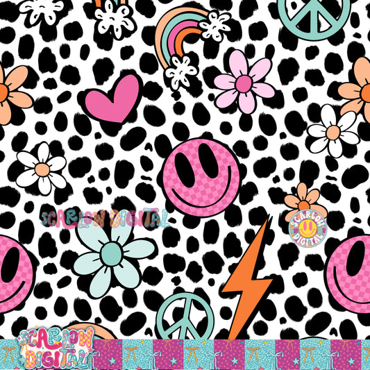 Retro Dalmatian Seamless Pattern Digital Design