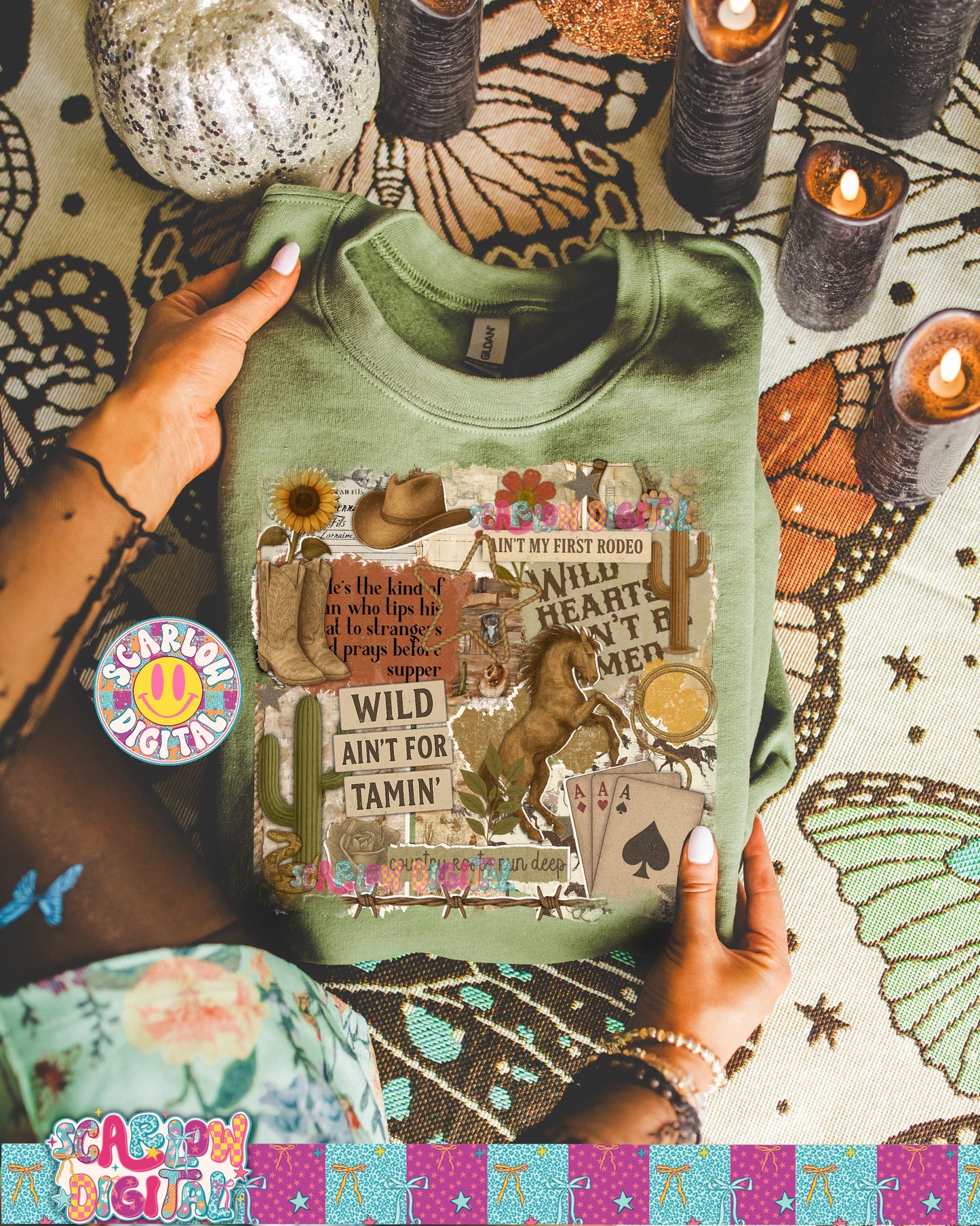 Western Scrapbook PNG Digital Design