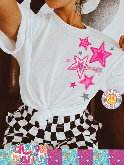 Pink Stars PNG Digital Design