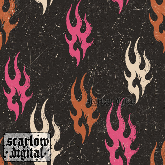 Flames Seamless Pattern Digital Design