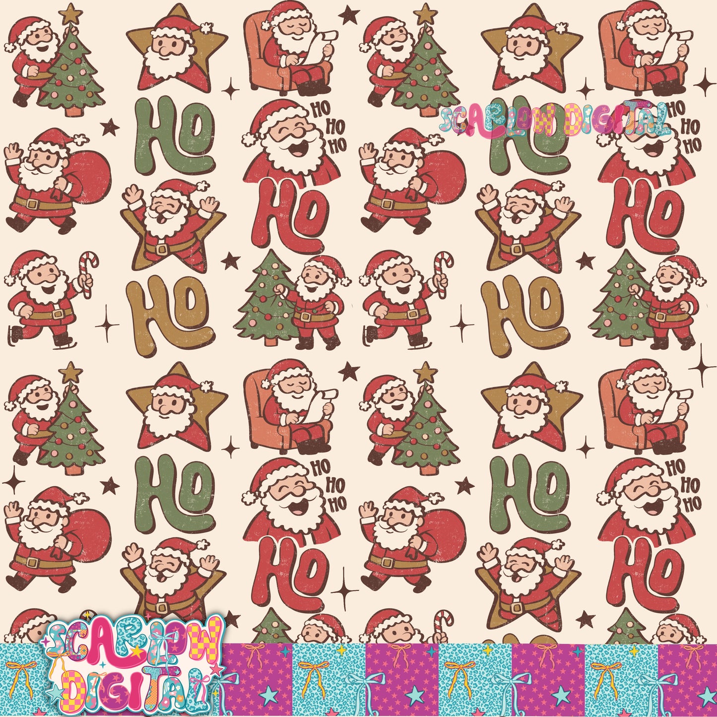 Ho Ho Ho Seamless Pattern Digital Design